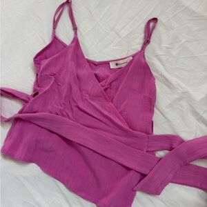 The Impeccable Pig Fuchsia Spaghetti Strap Wrap Cami